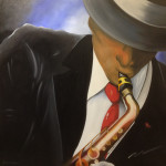 Saxofonist – Jazzy Dynamiek en Tijdloze Elegantie (80x80cm)